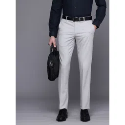 Louis Philippe Men Textured Slim Fit Trousers-picture-31