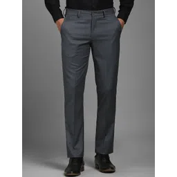 Louis Philippe Men Textured Slim Fit Trousers-picture-26