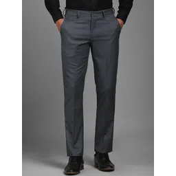 Louis Philippe Men Textured Slim Fit Trousers-picture-38