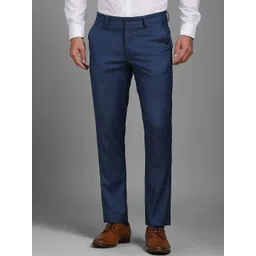 Louis Philippe Men Textured Slim Fit Trousers-picture-36