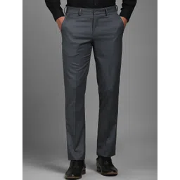 Louis Philippe Men Textured Slim Fit Trousers-picture-17