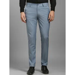 Louis Philippe Men Textured Slim Fit Trousers-picture-18