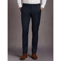 Louis Philippe Men Textured Slim Fit Trousers-picture-24