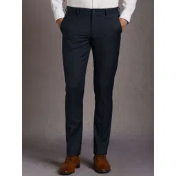 Louis Philippe Men Textured Slim Fit Trousers-picture-37