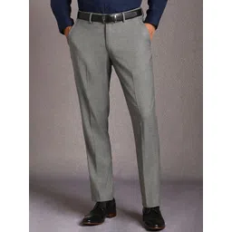 Louis Philippe Men Textured Slim Fit Trousers-picture-30