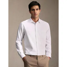 Louis Philippe Men Textured Spread Collar Pure Cotton Formal Shirt-picture-13