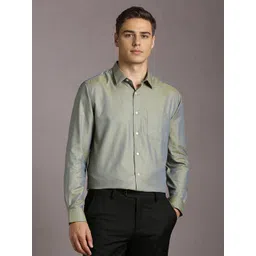 Louis Philippe Men Textured Spread Collar Pure Cotton Formal Shirt-picture-23