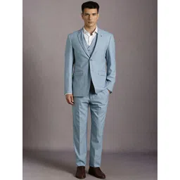 Louis Philippe Men Textured Three Piece Suit-picture-37