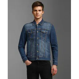 louis philippe Men Washed Regular Fit Denim Jacket-picture-16