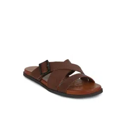 Louis Philippe Men's Brown Cross Strap Sandals-picture-34