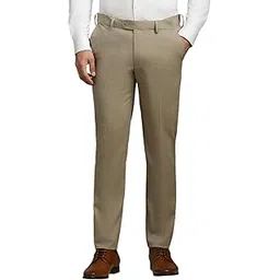 louis philippe Men's Mid Rise Slim Fit Textured Flat Front Formal Trousers-picture-11