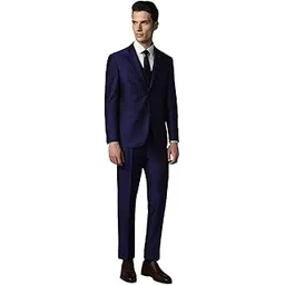 louis philippe Men's Polyester Blend Three Piece Suit-Dress Set (LPSUMSLF323012_Navy-picture-29