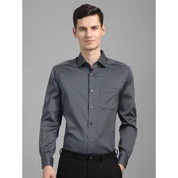 Louis Philippe Micro Ditsy Printed Spread Collar Formal Cotton Shirt-picture-13