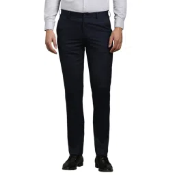 Louis Philippe Navy Blended Slim fit Solid Trousers image 1