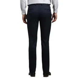 Louis Philippe Navy Blended Slim fit Solid Trousers image 2