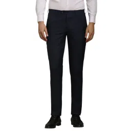 Louis Philippe Navy Blended Slim fit Stripes Trousers-picture-20