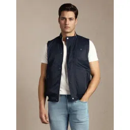 Louis Philippe Navy Blue Regular Fit Solid Jacket-picture-19