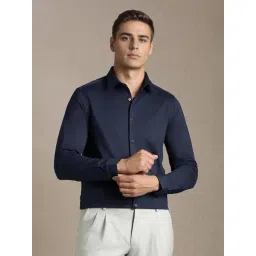 Louis Philippe Navy Blue Slim Fit Solid Shirt-picture-40