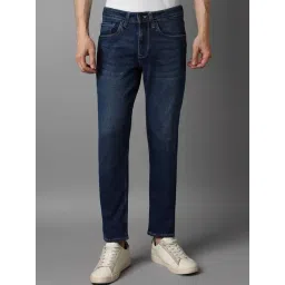 Louis Philippe Navy Cotton Regular Fit Jeans-picture-25