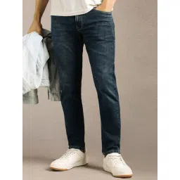 Louis Philippe Navy Cotton Regular Fit Jeans-picture-23