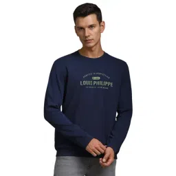Louis Philippe Navy Cotton Regular Fit Logo Printed Sweatshirt-picture-34