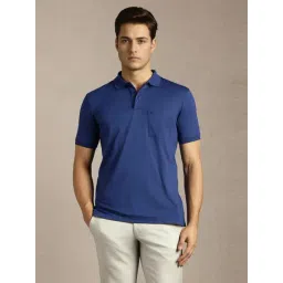 Louis Philippe Navy Cotton Regular Fit Polo T-Shirt-picture-38