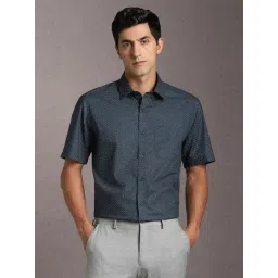 Louis Philippe Navy Cotton Regular Fit Printed Shirt-picture-17