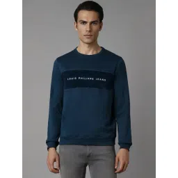 Louis Philippe Navy Cotton Regular Fit Printed Sweatshirt-picture-34