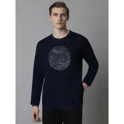 Louis Philippe Navy Cotton Regular Fit Printed Sweatshirt-picture-24