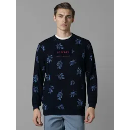 Louis Philippe Navy Cotton Regular Fit Printed Sweatshirt-picture-12
