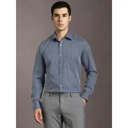 Louis Philippe Navy Cotton Regular Fit Striped Shirt-picture-34