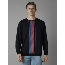 Louis Philippe Navy Cotton Regular Fit Striped Sweatshirt-picture-13