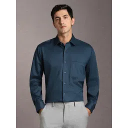 Louis Philippe Navy Cotton Regular Fit Texture Shirt-picture-37