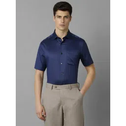 Louis Philippe Navy Cotton Regular Fit Texture Shirt-picture-24