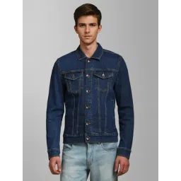 Louis Philippe Navy Cotton Slim Fit Denim Jacket-picture-21