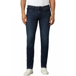 Louis Philippe Navy Cotton Slim Fit Jeans-picture-15