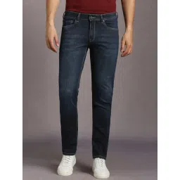 Louis Philippe Navy Cotton Slim Fit Jeans-picture-10