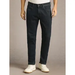 Louis Philippe Navy Cotton Slim Fit Jeans-picture-13