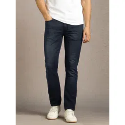 Louis Philippe Navy Cotton Slim Fit Jeans-picture-27