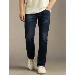 Louis Philippe Navy Cotton Slim Fit Jeans-picture-13