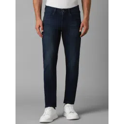 Louis Philippe Navy Cotton Slim Fit Jeans-picture-41