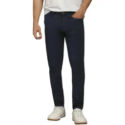 Louis Philippe Navy Cotton Slim Fit Jeans-picture-26