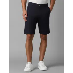 Louis Philippe Navy Cotton Slim Fit Shorts-picture-11