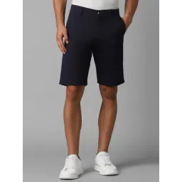 Louis Philippe Navy Cotton Slim Fit Shorts-picture-26