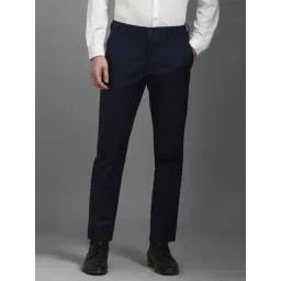 Louis Philippe Navy Cotton Slim Fit Trousers-picture-43