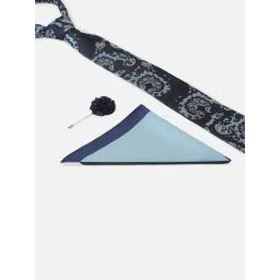 Louis Philippe Navy Embroidered Tie Pocket Square & Lapel Pin Gift Set-picture-38