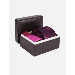 Louis Philippe Navy Embroidered Tie with Pocket Square-picture-27