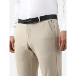 Louis Philippe Navy Leather Textured Waist Belt-picture-40