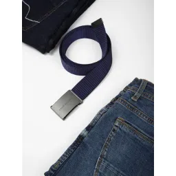 Louis Philippe Navy Polyamide Waist Belt for Men-picture-22