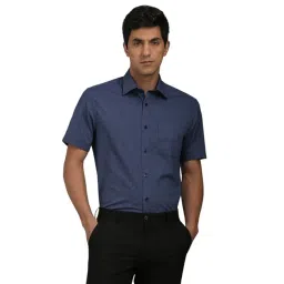Louis Philippe Navy Regular Fit Geometric Shirt-picture-15